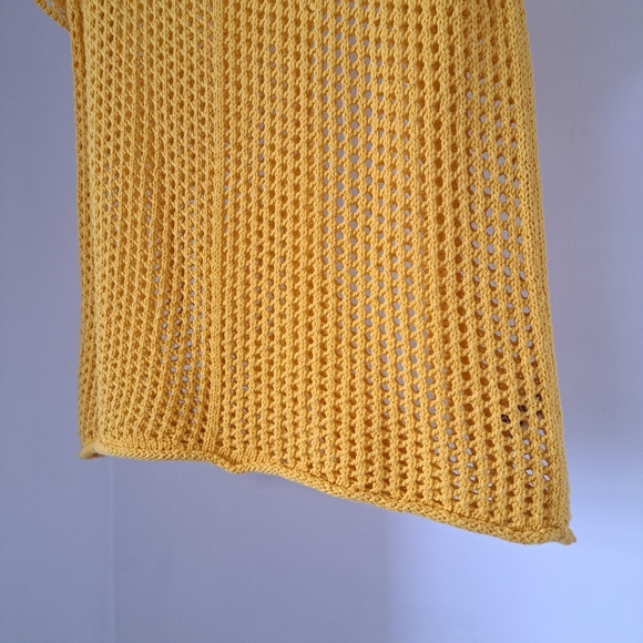 Peter nygard | Canary yellow crochet cottagecore knit t shirt - Picture 6 of 13